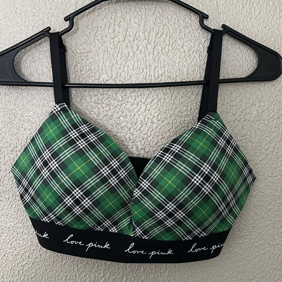 Women’s PINK Victoria Secret Plaid Green/Black Bra - Picture 1 of 6